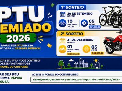 Prefeitura de São Miguel do Guaporé lança campanha “IPTU” Premiado 2026