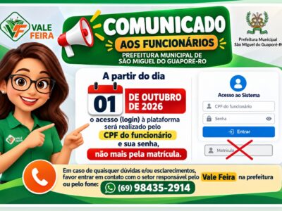 🚨 ATENÇÃO, SERVIDORES VALE FEIRA TERÁ NOVA FORMA DE ACESSO.